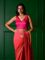 Load image into Gallery viewer, Nazaqat Blouse : Fuscia V neckline
