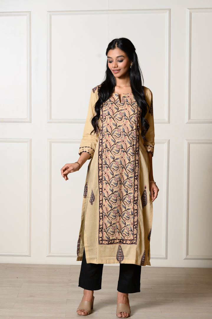 Beige Jaal Kurta