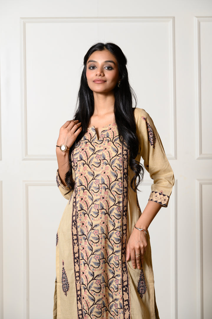 Beige Jaal Kurta