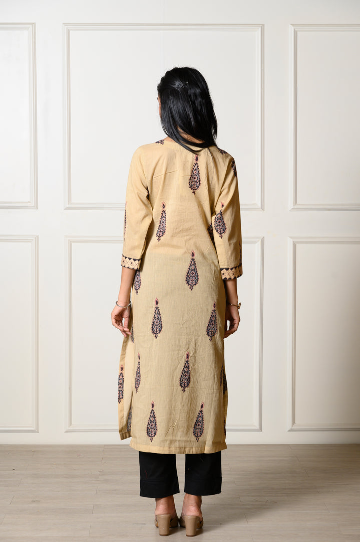 Beige Jaal Kurta